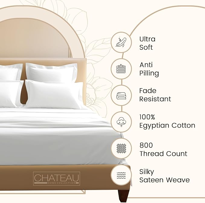 CHATEAU HOME COLLECTION 100% Egyptian Cotton Sheets Twin Size, Soft & Comfy - Image 4