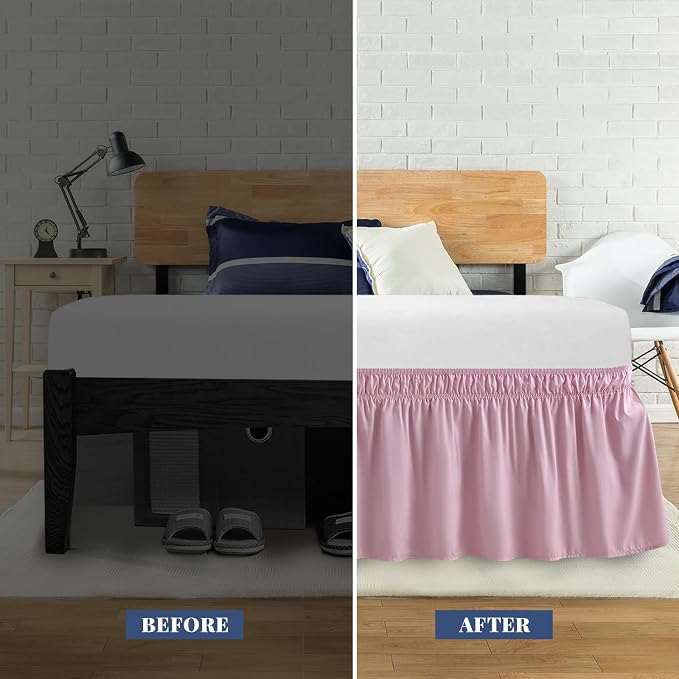 King Bed Skirt, Elastic Wrap Around Bed Skirt King Size, Bed Skirts - Image 3
