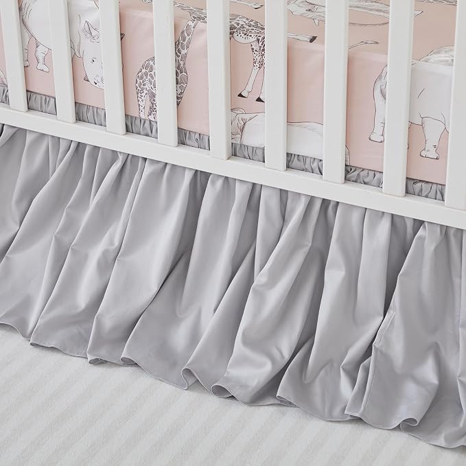 Brandream Crib Bed Skirt for Baby Girls Boys Gray Boho Bohemian Neutral Solid - Image 2