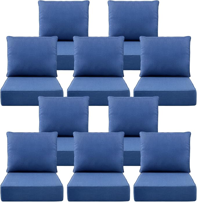 Luxury 6" Outdoor Cushions for Patio Furniture, Fade Resistant Couch Chair by Pugire