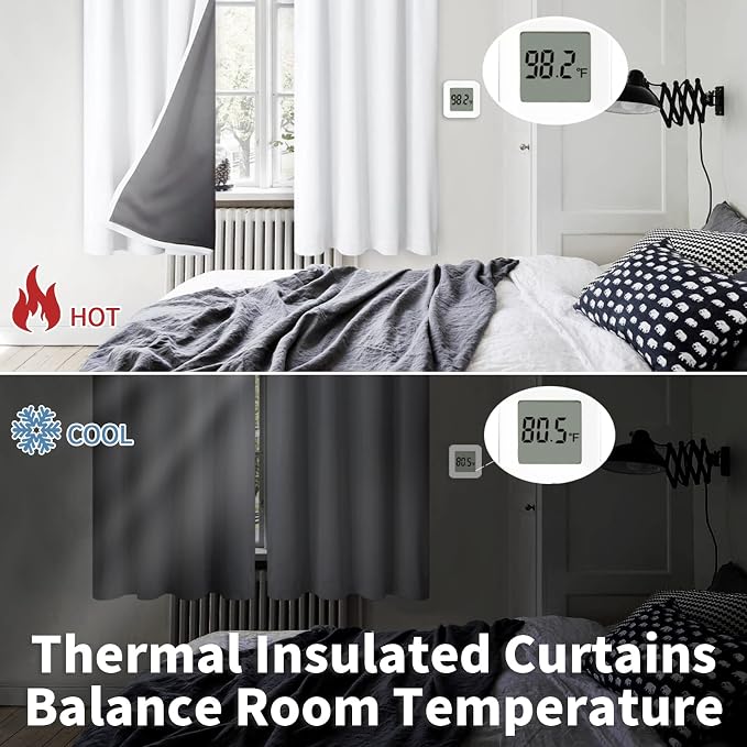 BGment White Blackout Curtains for Bedroom 54 Inch Length, Short Thermal - Image 4
