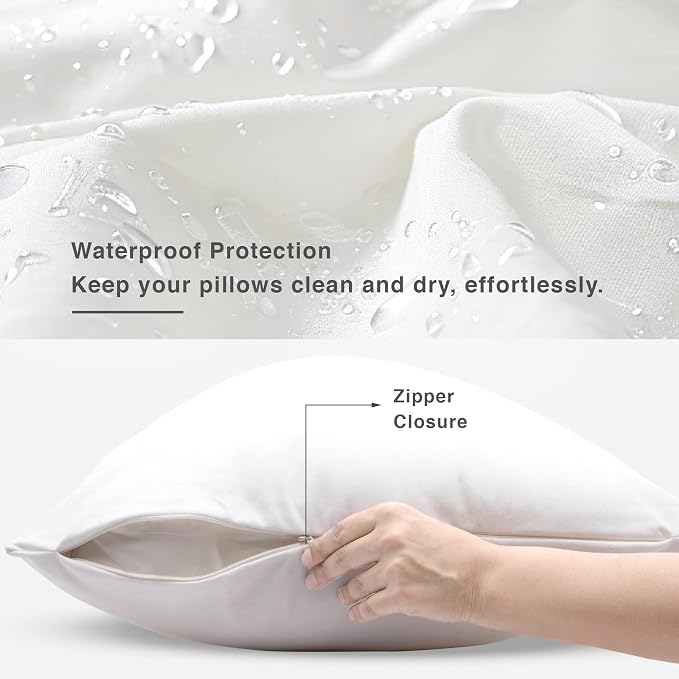 FABDREAMS Organic Waterproof Pillow Protector Set Queen Size | Pillow Cover Set - Image 2