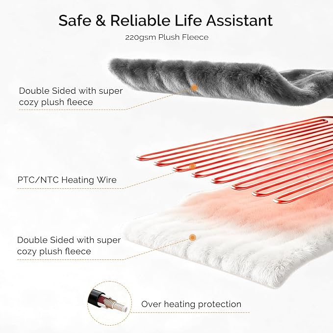 Heated Blanket Electric Blanket Twin 62"x84" Fast Heating Electric Blanket - Image 4