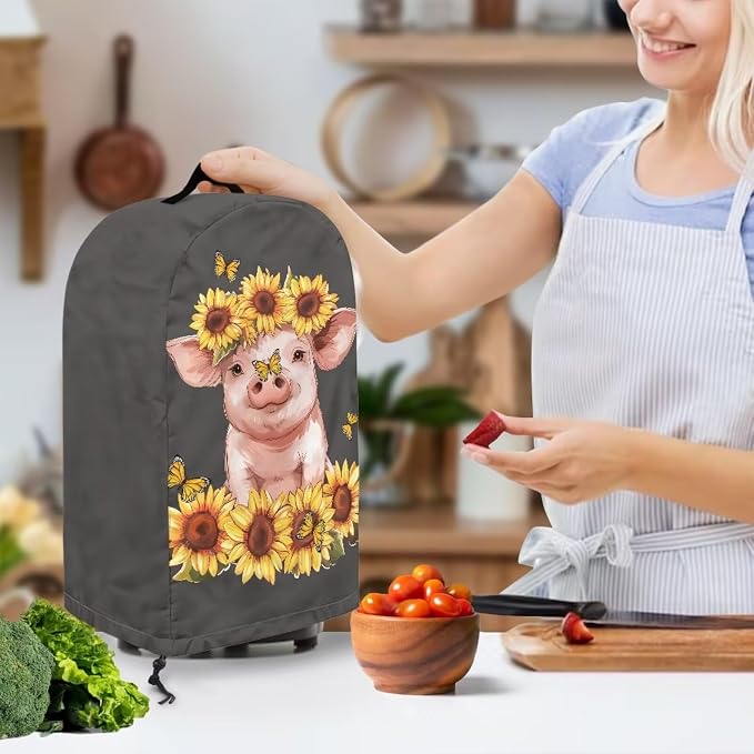 Pig Sunflower Pattern Blender Dust Cover, Drawstring Stand Mixer or Coffee - Image 3