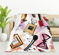 HGOD DESIGNS Women Cosmetics Perfume Lipstick Series Fleece Bed Blanket Throw by HGOD+DESIGNS