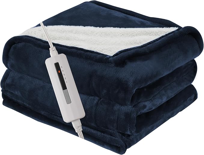 Electric Blanket Twin Size 62" x 84" Thickened Flannel and Sherpa Heated Blanket by RALYSUN