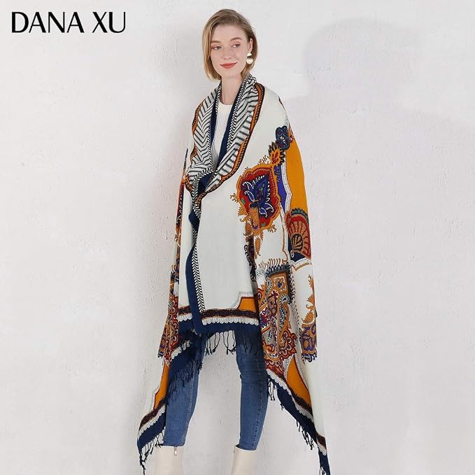 DANA XU 100% Merino Wool Extra Large Pashmina Blanket Travel Scarf Cashmere Wrap - Image 9