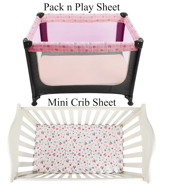 Pack n Play Sheet Stretchy Fitted Portable Mini Crib Sheets Set 3 Pack - Image 2