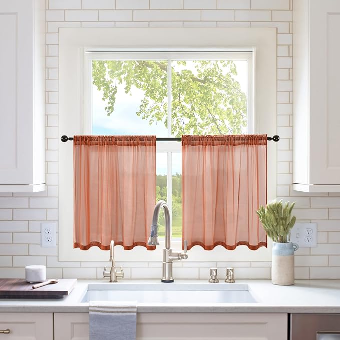 MIULEE Short Sheer Curtains 30 Inch Length by MIULEE