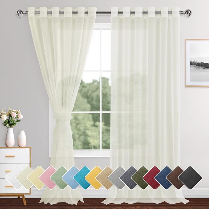 XWZO Sheer Curtains for Bedroom, Light Filtering & Breathable Extra Wide by XWZO