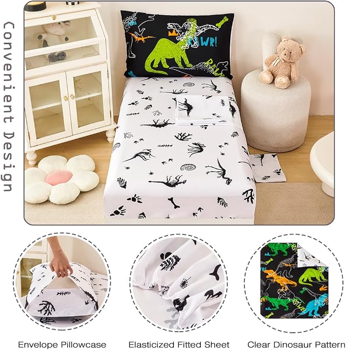 PERFEMET Twin Kids Bedding Sets 4-Piece Cartoon Dinosaur Boys Comforter - Image 5