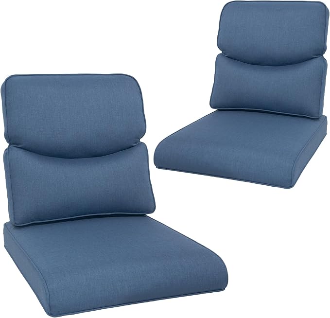 Outdoor Chair Cushions Set of 2-22 x 25 Inch Fade Resistant Patio Chair by NatureComfyOutdoorFurniture