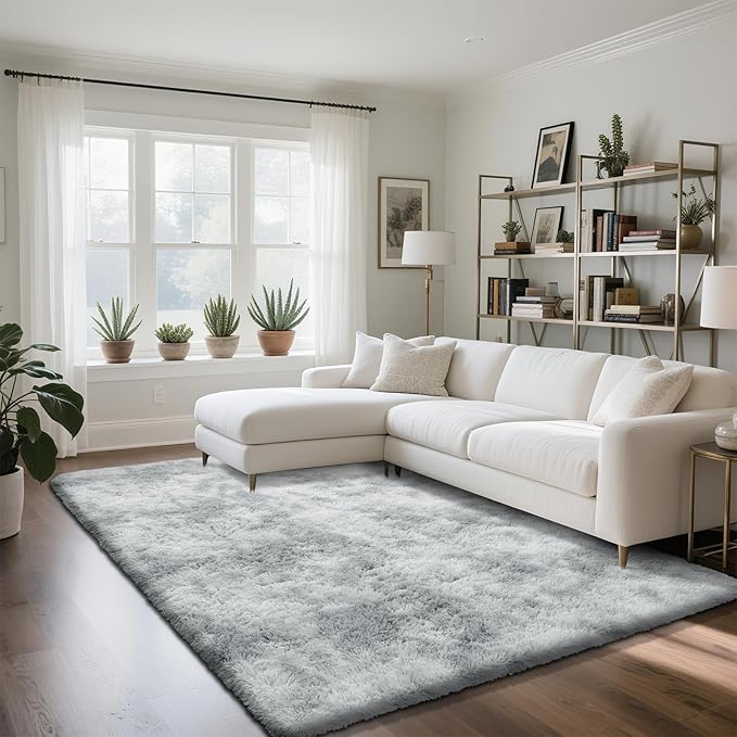 Fluffy Rug Shaggy Area Rug, Mottling Grey 4x6 Area Rugs by Yongyangjuxi