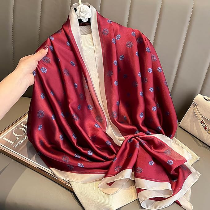 Fashion Scarves Scarf 100% Silk Feeling Scarf Silk Like Scarves Long - Image 2