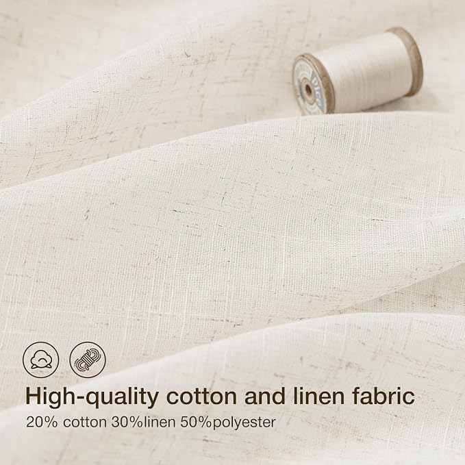 Anmao Natural Linen Curtains for Living Room 84 Inch Length 2 Panels Set - Image 2