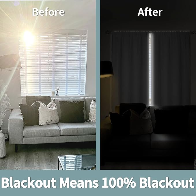 BGment White 100% Blackout Curtains - Image 3