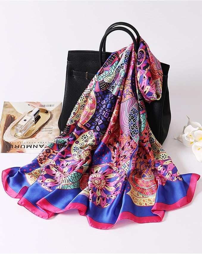 Fashion Scarves Scarf 100% Silk Feeling Scarf Silk Like Scarves Long - Image 3