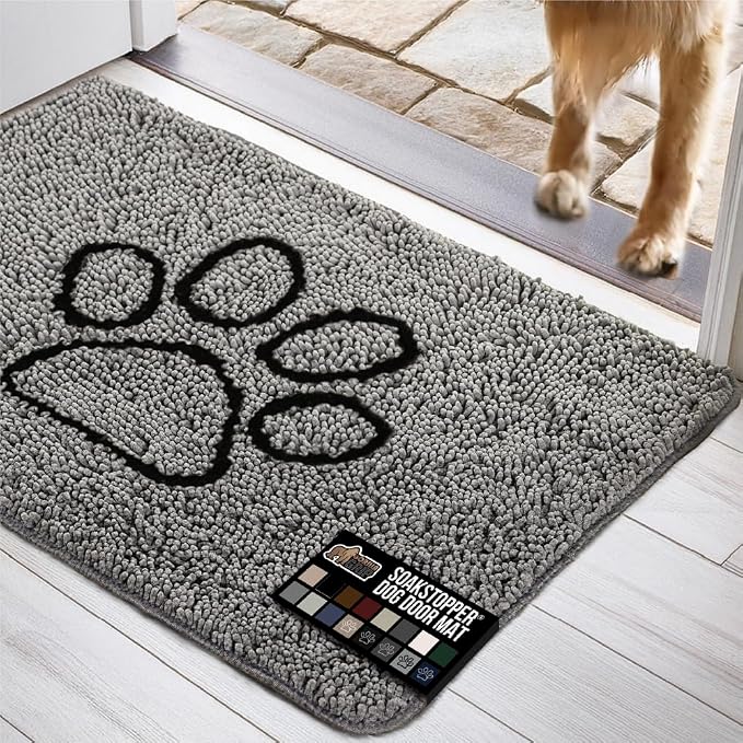 GORILLA GRIP SOAKSTOPPER Dog Door Mat, Machine Washable Rug Absorbent Doormat by GorillaGrip