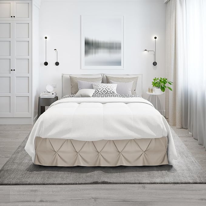 Nestl Linen Bed Skirt Twin Size, Pinch Pleat Twin Bed Skirt, Hotel Quality - Image 9