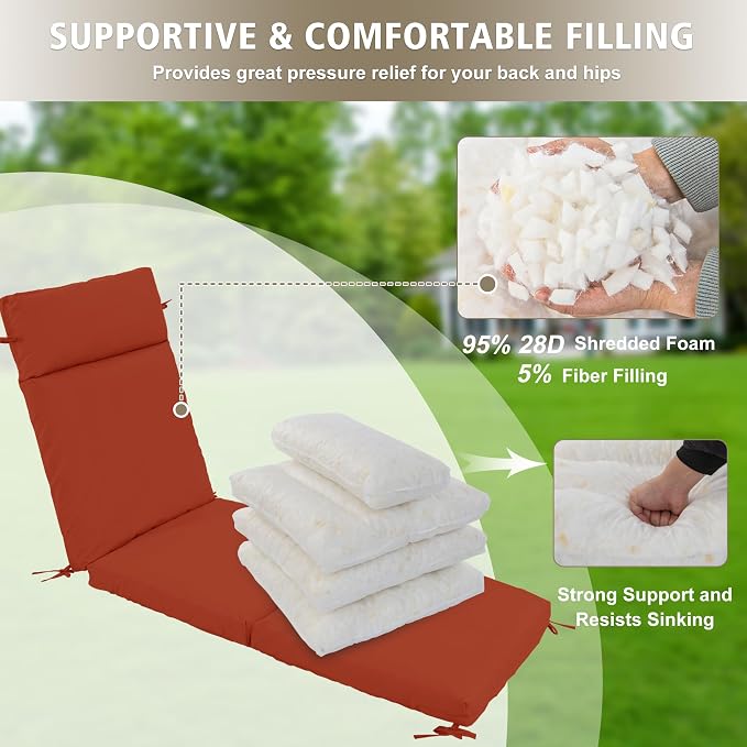 Chaise Lounge Cushion 80x26x3 Inch ?Set of 2 Outdoor Lounge Chair Cushions - Image 5