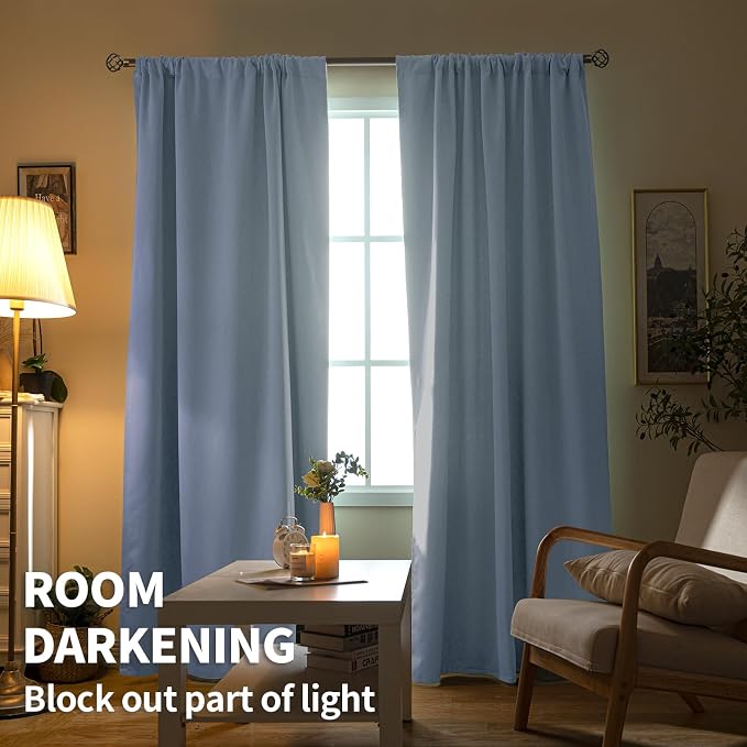 BGment Baby Blue Room Darkening Curtains 54 Inches Length - Image 2