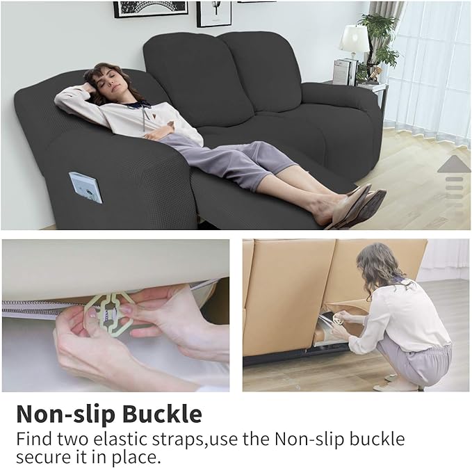 Easy-Going 6 Pieces Recliner Loveseat Stretch Sofa Slipcover Sofa Cover - Image 3