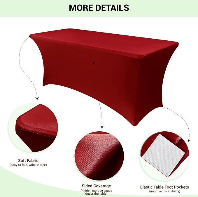 Obstal Spandex Table Cover 4ft Fitted Tablecloth Rectangular - Image 3