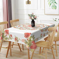 70x140inches Floral Rectangle Tablecloth Pink Rose Flower Wreath Printed by TTQYFNM