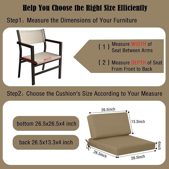 idee-home Outdoor Cushions for Patio Furniture, Outdoor Seat Cushion, - Image 5