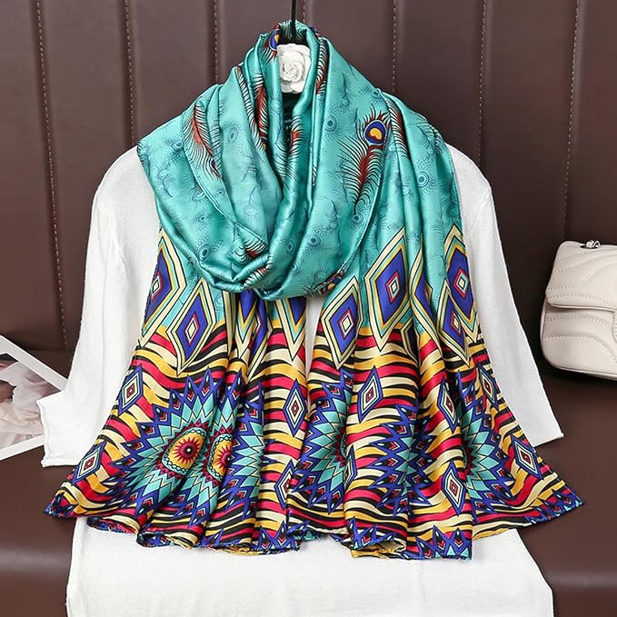 Fashion Scarves Scarf 100% Silk Feeling Scarf Silk Like Scarves Long - Image 2
