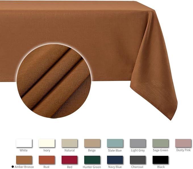 maxmill Fall Tablecloth Waterproof Spillproof Wrinkle Resistant Soft Linen - Image 4