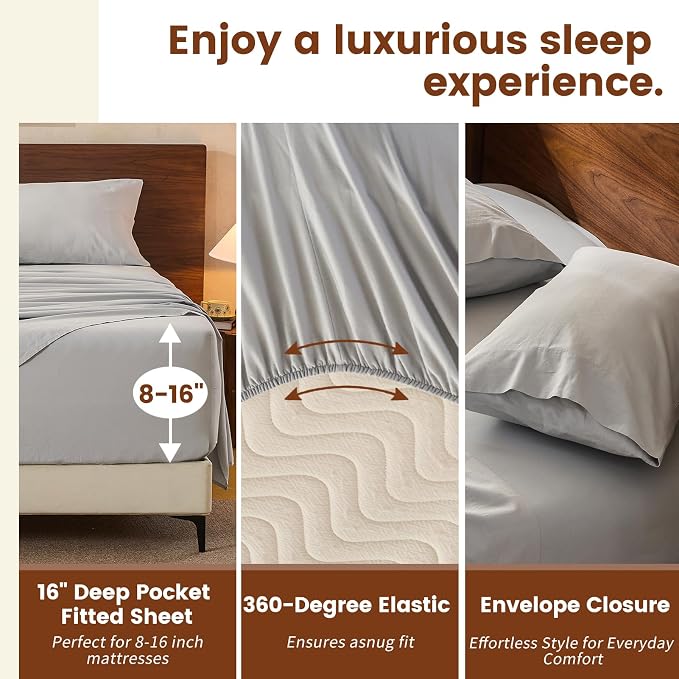 100% Linen Sheets Queen Size, Breathable & Durable 4-Piece Bed Flax Sheet Set - Image 3