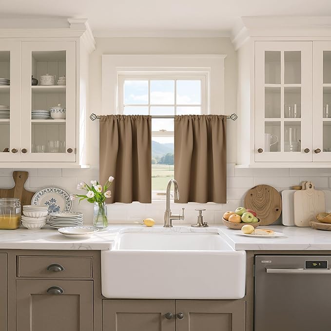 BGment Taupe Small Blackout Curtains 36 Inches Length - Image 2
