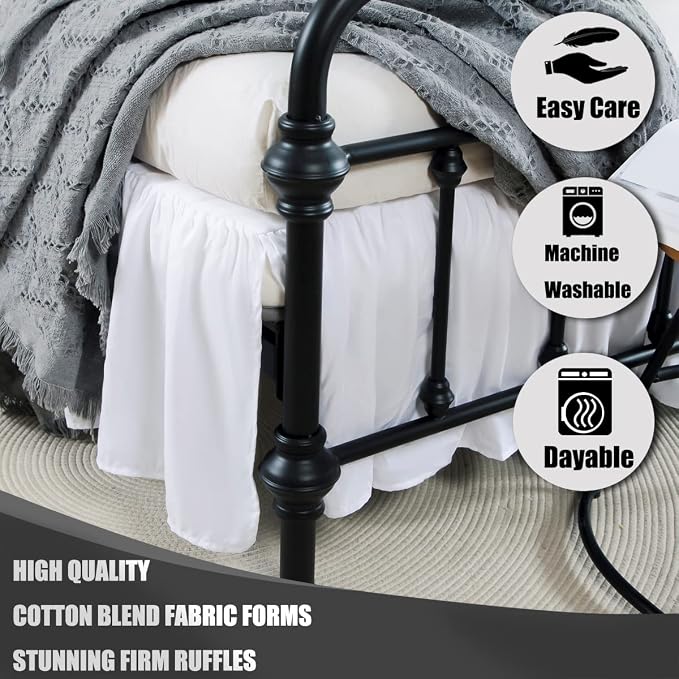 TSUTOMI Bed Skirt King Size Ruffled Bed Skirt - Image 2