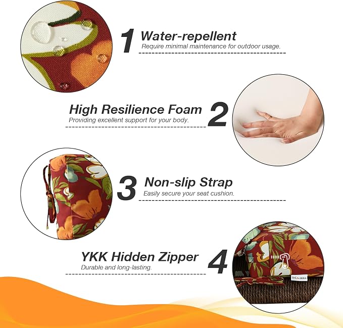 Outdoor High Back Chair Cushion Seat Pads, 44 x 21 Inch Water-Repellent & - Image 3