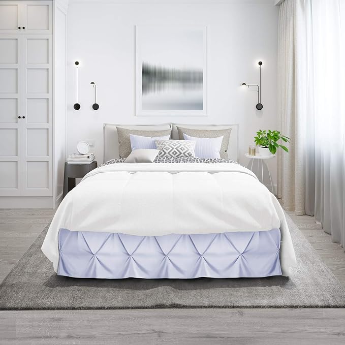Nestl Ice Blue Bed Skirt King Size, Pinch Pleat King Bed Skirt, Hotel Quality - Image 9
