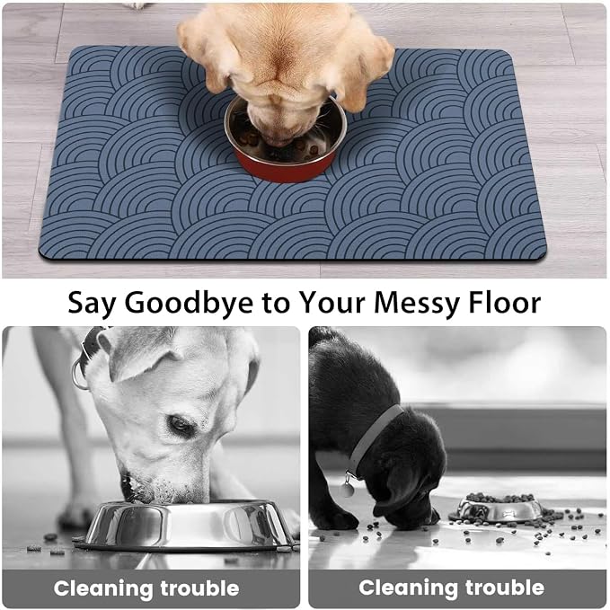 Dog Food Mat for Floors, Absorbent and Quick-Drying Pet Cat Food Mat, - Image 2