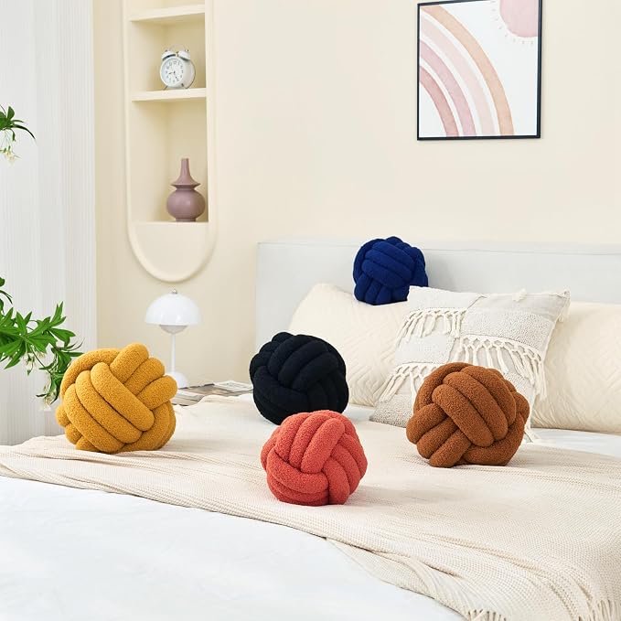 Petrella Knot Pillow Ball Round Throw Pillows Home Decor Cushion Decorative - Image 3