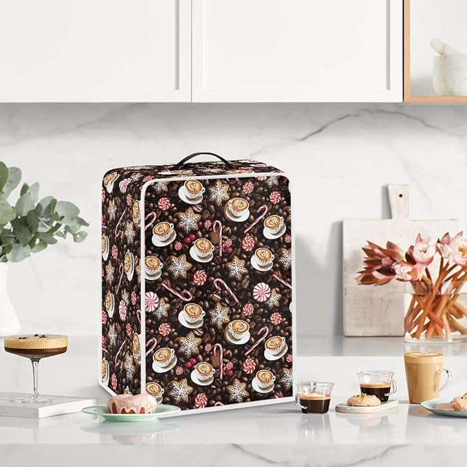 Mumeson Coffee Print Coffee Maker Cover, Dust Protection Coffee Maker Appliance - Image 3