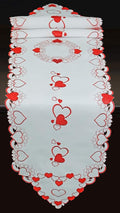 Creative Linens Embroidered Red Hearts Placemats, Table Runners, Tablecloths by Creative+Linens