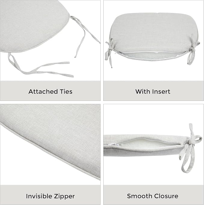 Outdoor Chair Cushions Set of 2, Patio Seat Cushion 17"x16"x2", U-Shaped Dining - Image 6
