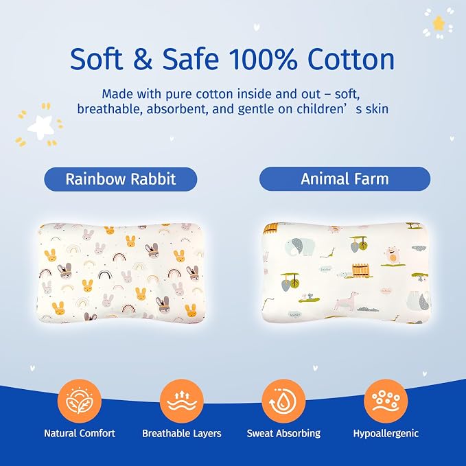Toddler Pillow with Pillowcase, Breathable & Cozy Machine Washable Kids Pillow - Image 3