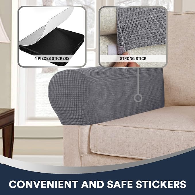 Stretch Sofa Arm Covers Spandex Jacquard Anti-Slip Couch Arm Covers - Image 5