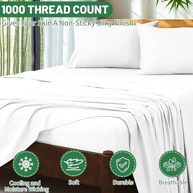 Extra Deep Pocket King Sheets 18-24 Inch 1000 Thread Count 100% Egyptian Cotton - Image 3