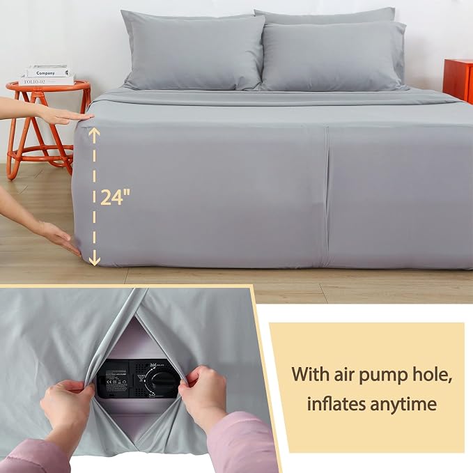 Air Mattress Sheet Set Twin Size, 3 Piece Deep Pocket Bed Sheet Set - Image 3