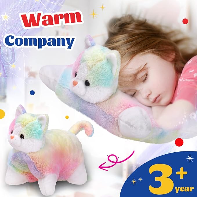 Glow Guards 16" Rainbow Cat Plush Pillow, Cute Kitty Stuffed Animal Soft Lovely - Image 5