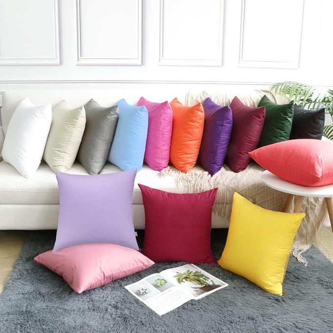 4-Pack 100% Cotton Comfortable Solid Decorative Throw Pillow Case, Thmyo Square - Image 4