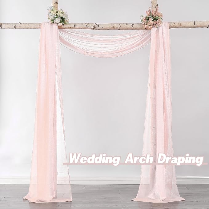 DONREN Peach Pink Sheer Window Scarf - Image 2