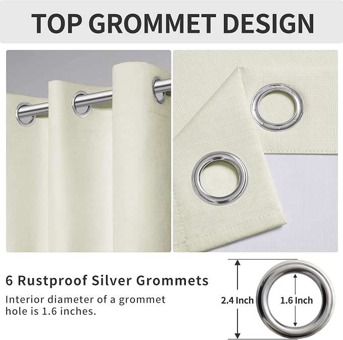Easy-Going Linen Look Blackout Curtain Grommet Window Curtain Drapes - Image 5