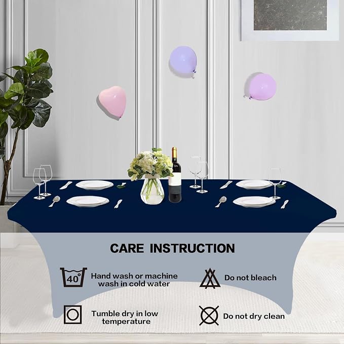 IVAPUPU 2 Pack 6FT Table Cloth for Rectangular Fitted Events Stretch Jean Blue - Image 4
